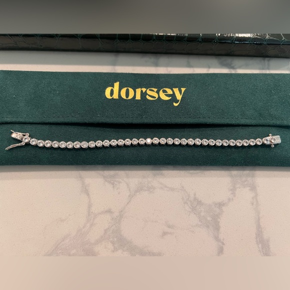Dorsey James Bezel 3MM 6 inch Lab White Sapphire Silver Tennis Bracelet - Picture 2 of 2